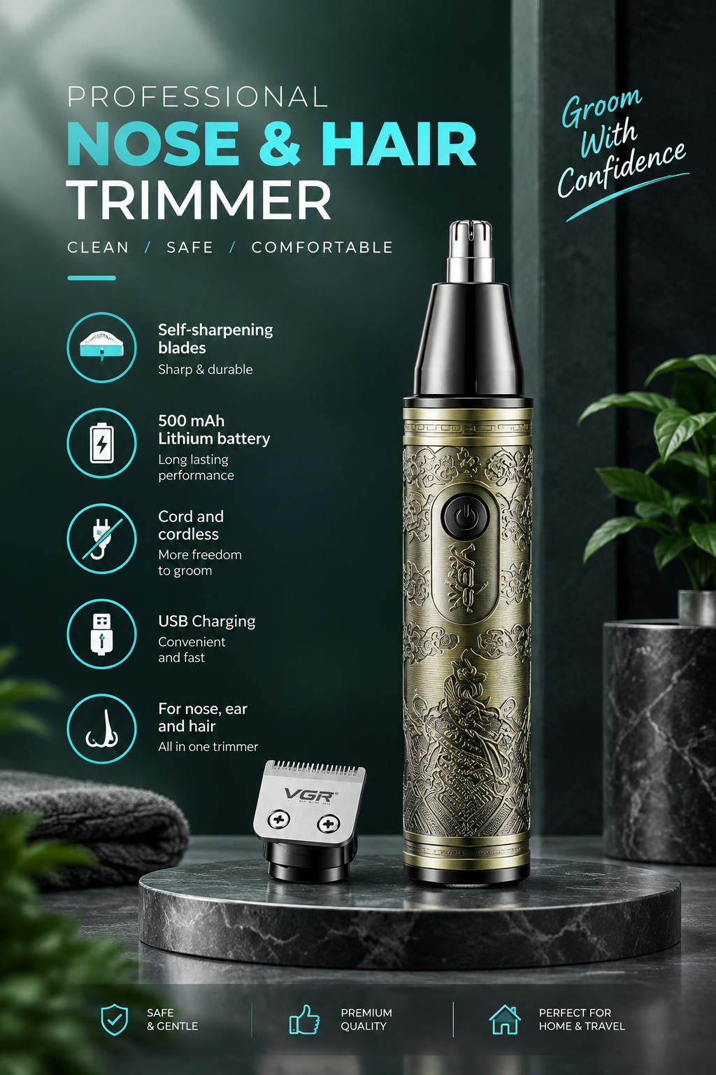 ماشین اصلاح موی سر و صورت وی جی ار مدل V-618